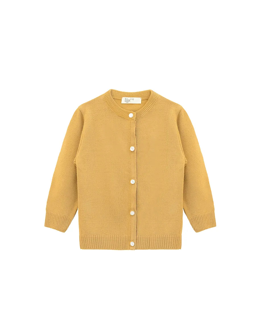 Girls Knit Pearl Buttoned Cardigan Sweater