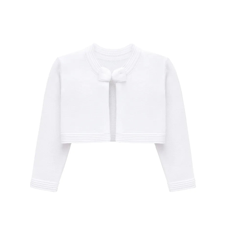 Little Girls' Long Sleeve Bowknot Closure Bolero Cardigan