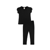 Little Girls Cotton Basic Puff Sleeve T-Shirt & Leggings Set