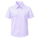 Lilax Boys Classic Short Sleeve Button Down Casual Solid Dress Shirt