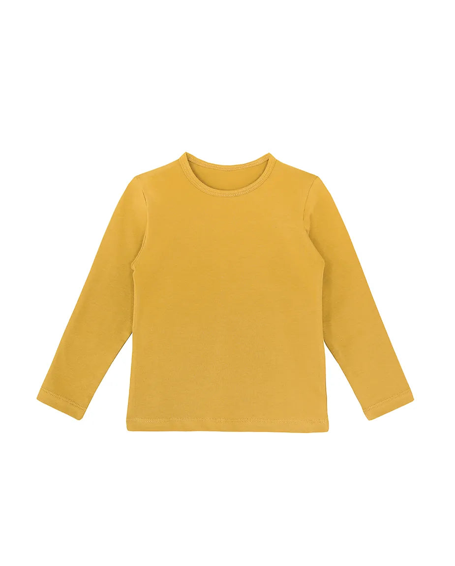 Toddler Cotton Long Sleeve Basic Crewneck T-Shirt