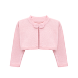 Baby Girls' Knit Long Sleeve Sweater, Bowknot Closure Bolero Cardigan