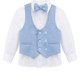 Toddler & Youth Boys 4 Piece Formal Suit Set V-Neck Vest White Dress Shirt Dress Pants and Bowtie 1-5 Years