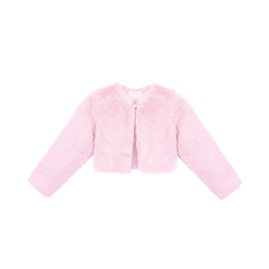 Girls Cozy Long Sleeve Crew Neck Dress Coat