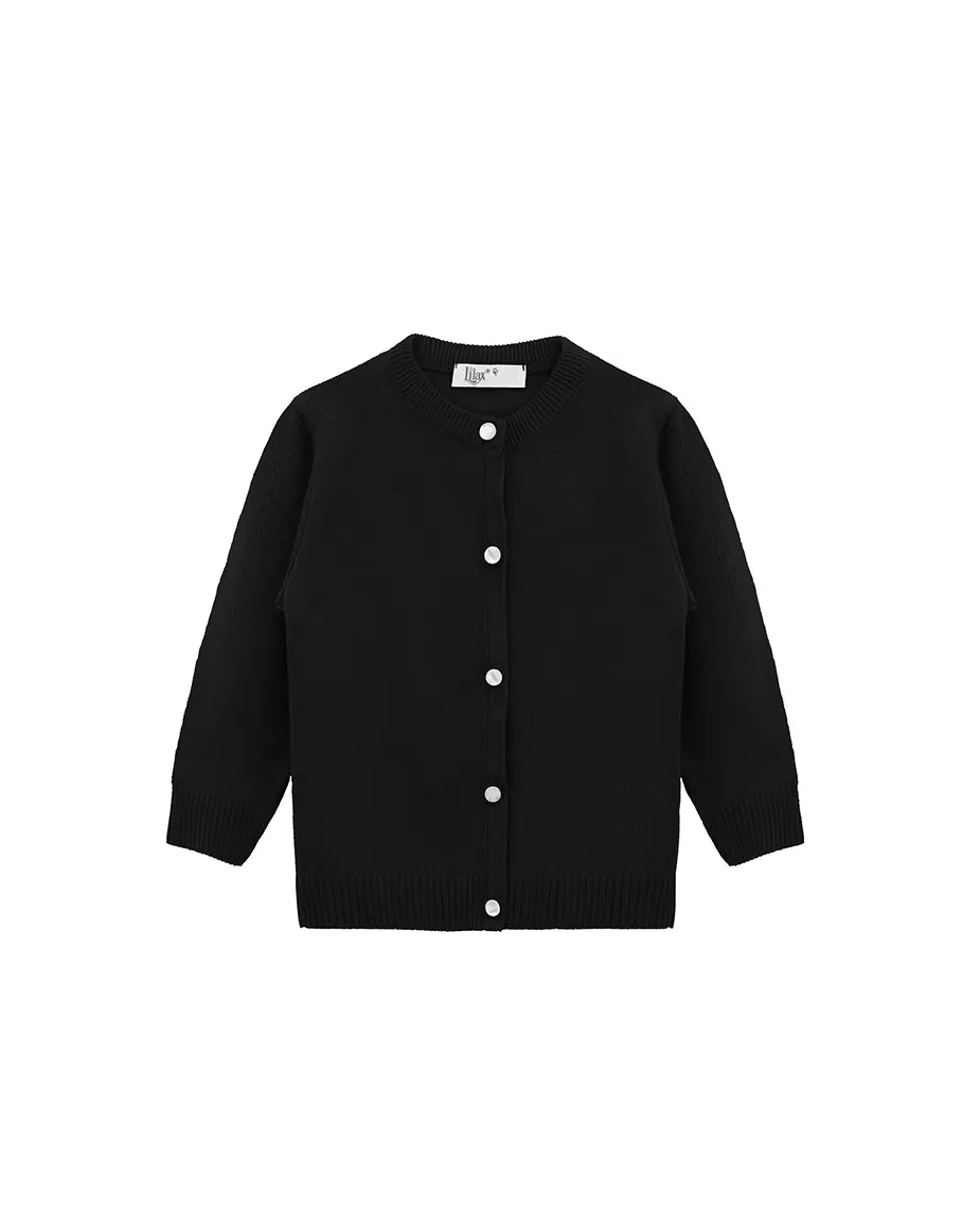 Girls Knit Pearl Buttoned Cardigan Sweater