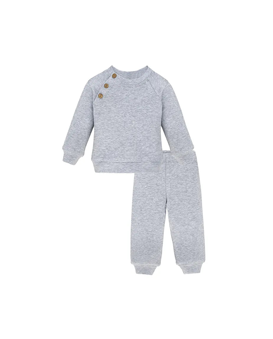 Baby Ribbed Side-Buttoned Sweater Set