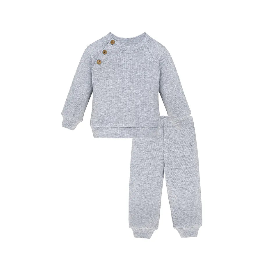 Baby Ribbed Side-Buttoned Sweater Set