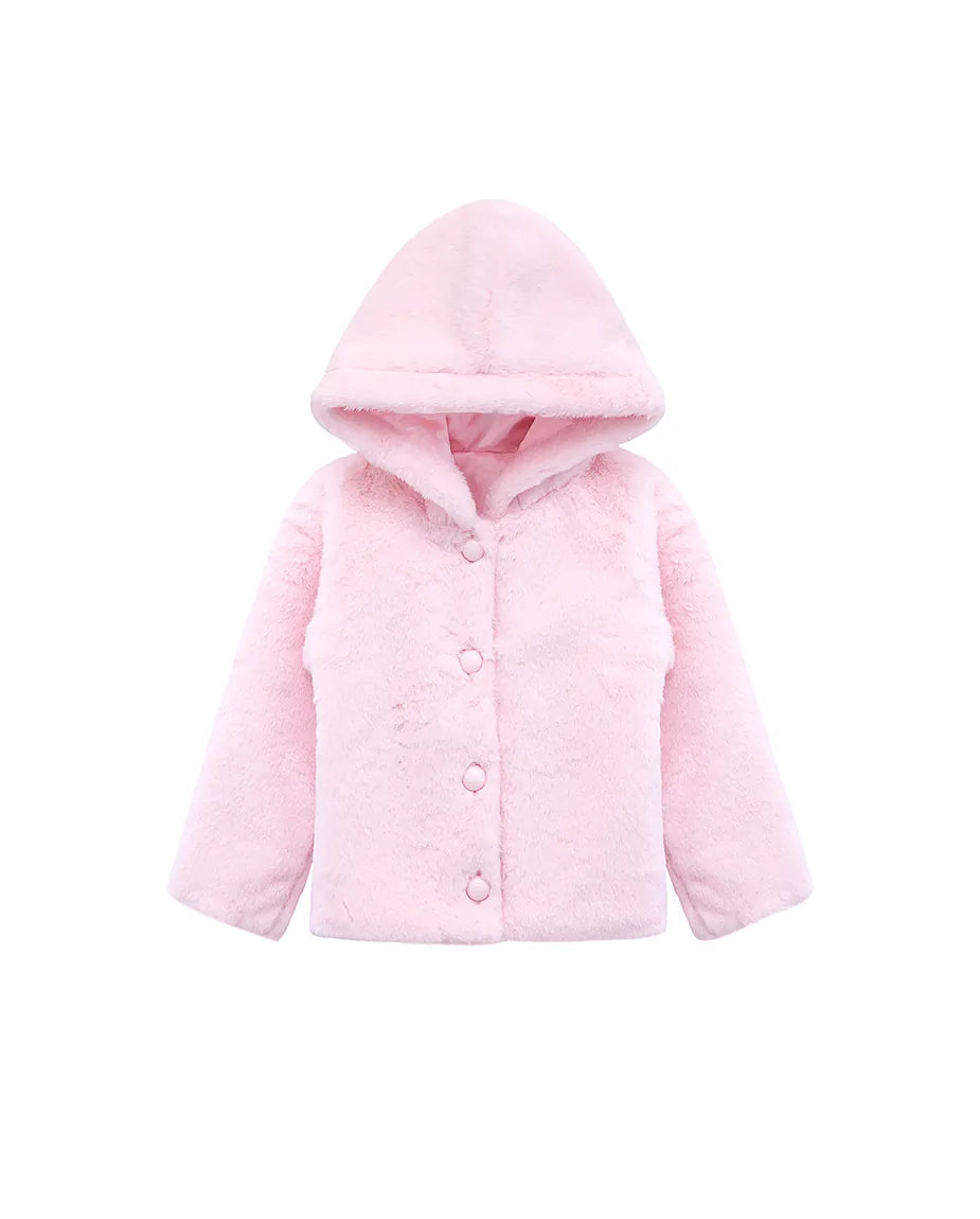Cozy Girls' Hooded Jacket Faux Fur Winter Coat