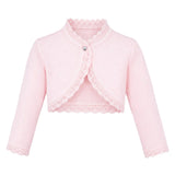 Little Girls' Knit Long Sleeve Button Closure Bolero Cardigan Shrug