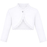 Little Girls' Knit Long Sleeve Button Closure Bolero Cardigan Shrug