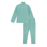Little Girls Cotton Basic Turtleneck Shirt & Leggings Set