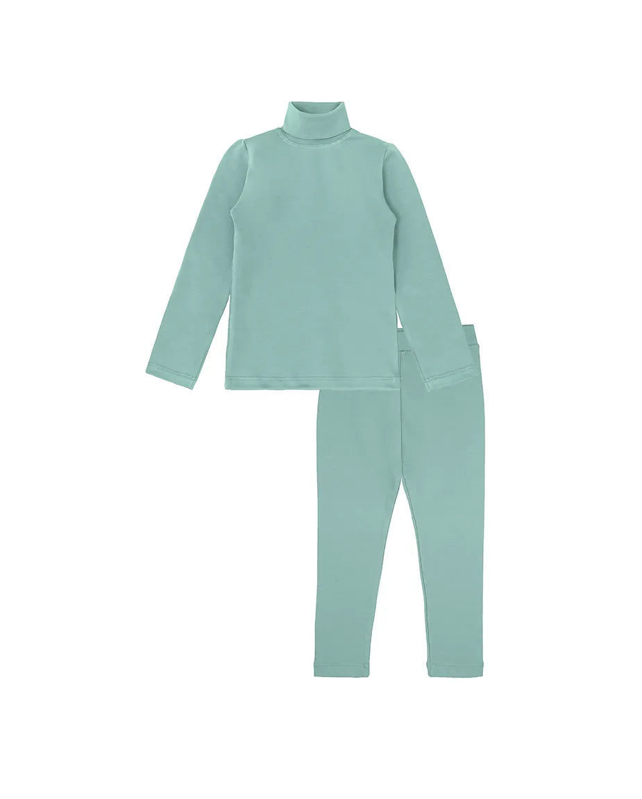 Big Girls Cotton Basic Turtleneck Shirt & Leggings Set