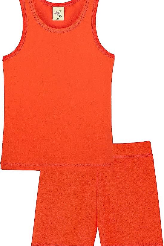 Girls cotton solid basic racerback tanktop and shorts set; perfect for baby girl clothes & christmas gift ideas