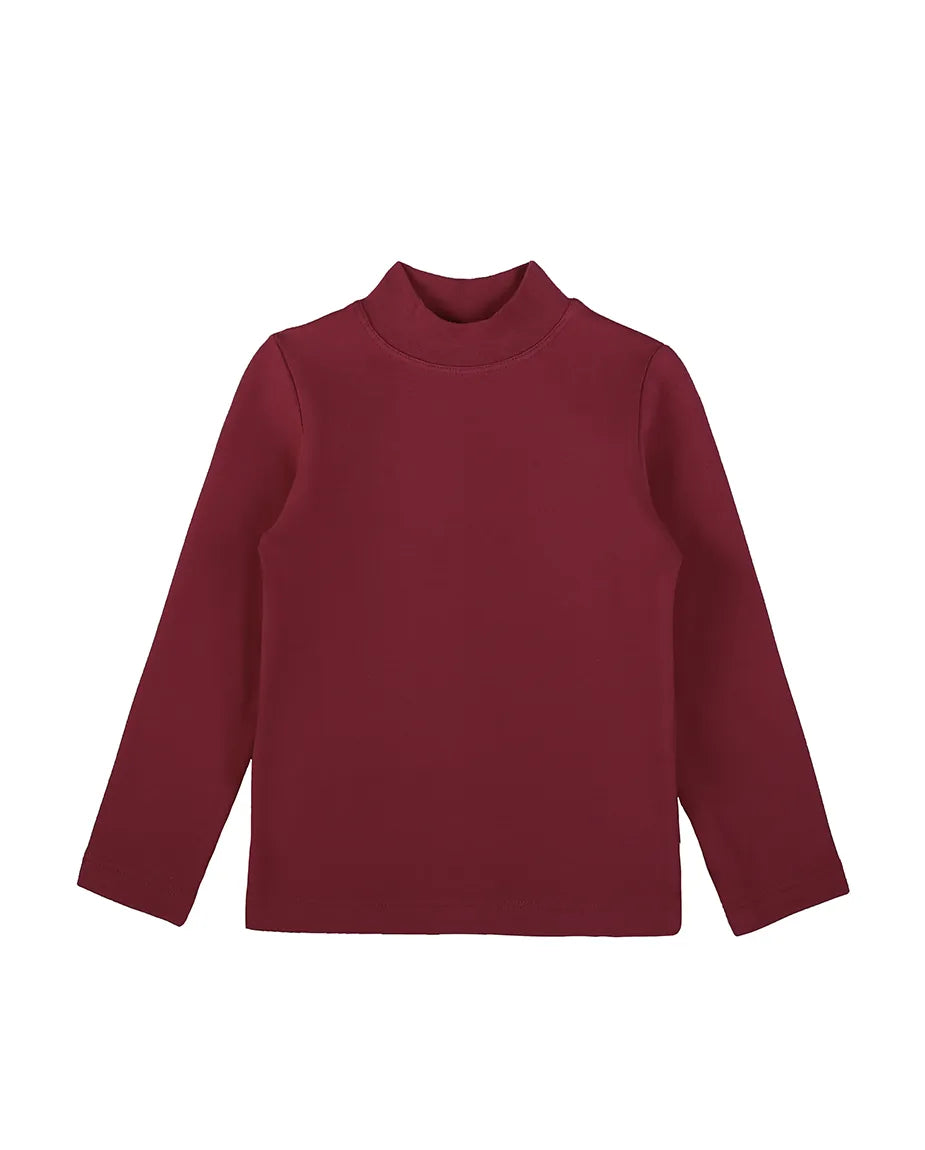 Toddler Cotton Long Sleeve Basic Mock-Neck T-Shirt
