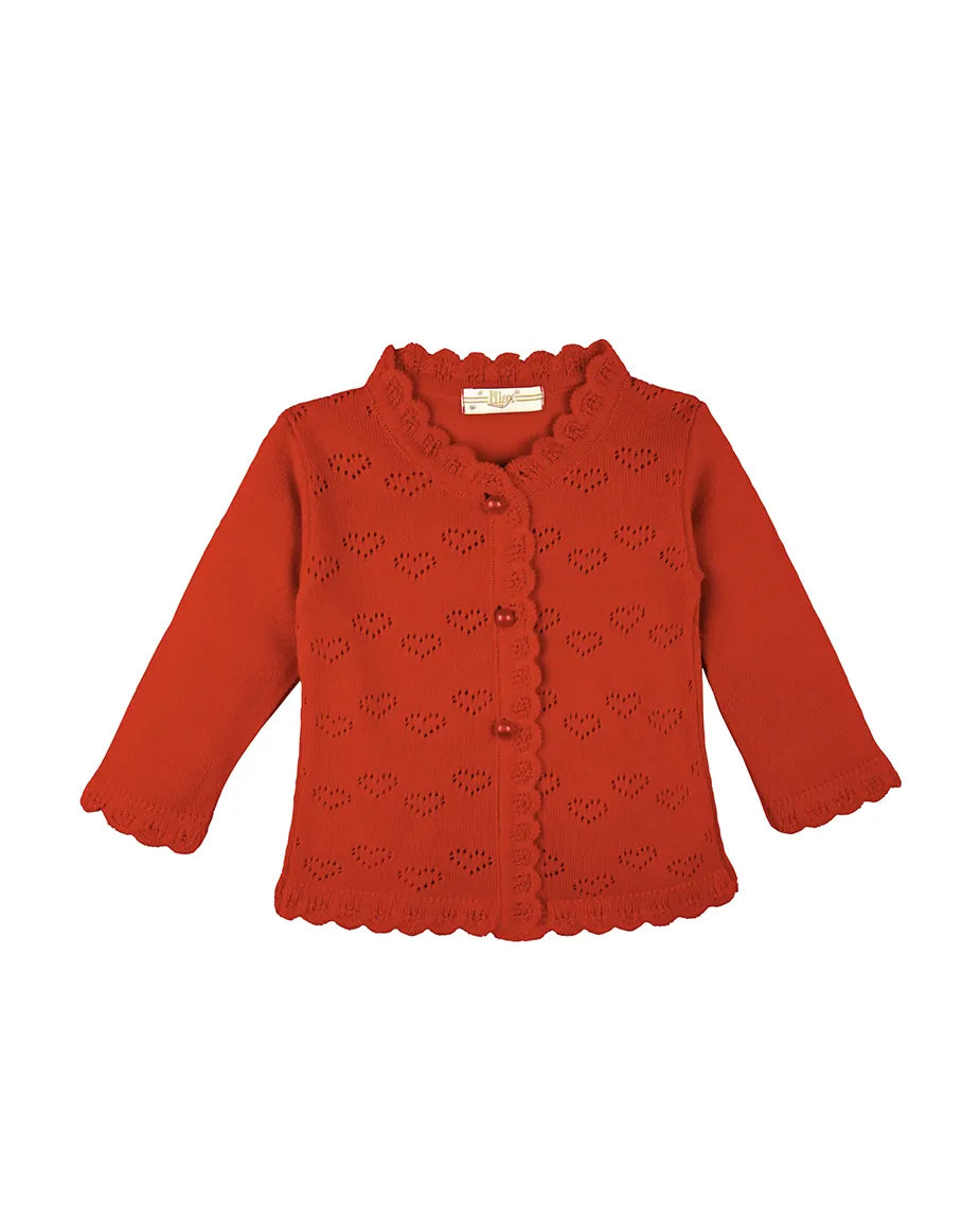 Baby Heart Detailed Knit Cardigan