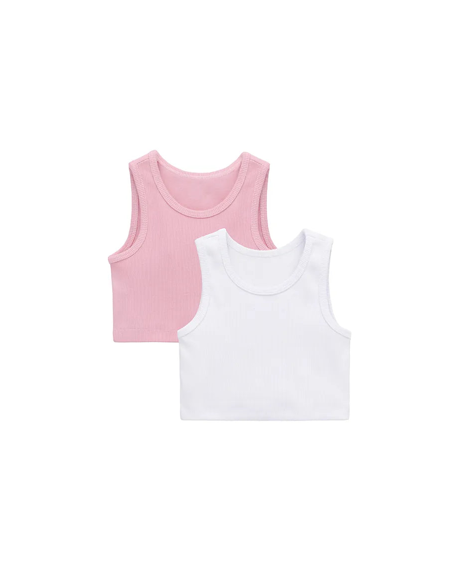 Girls 2-Pack Basic Cropped Tank Top