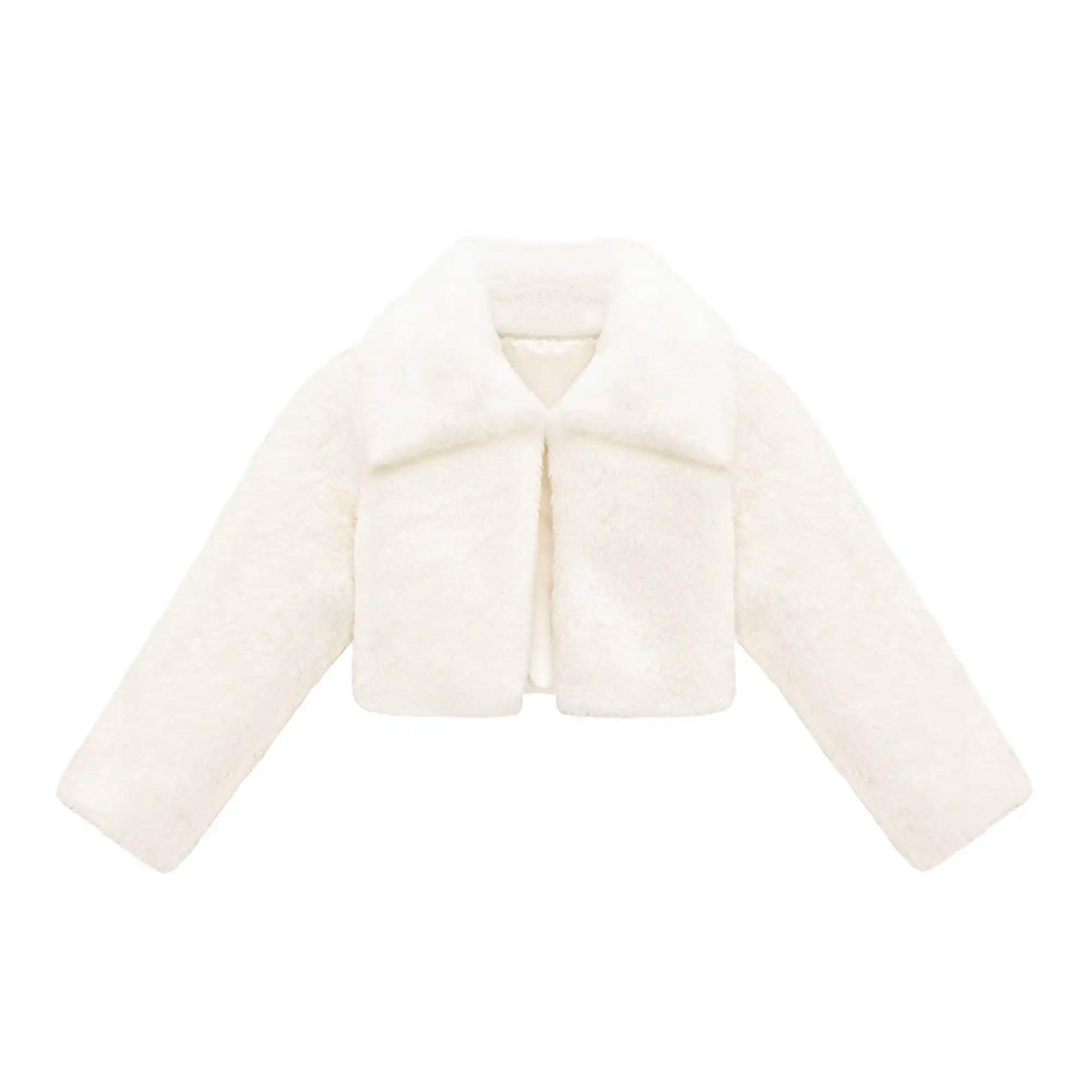 Girls Faux Fur Shrug Jacket Tied Ribbon Cozy Bolero