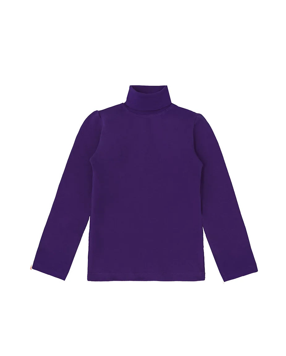 Little Girls Cotton Long Sleeve Basic Turtleneck T-Shirt