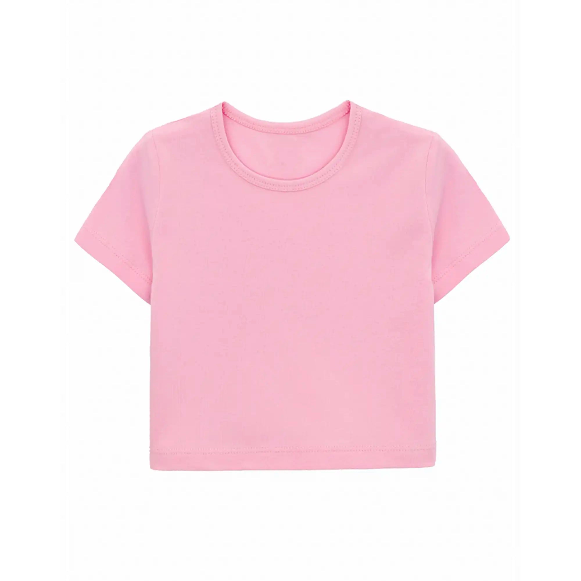 Girls Short Sleeve Crewneck Crop Top Tee