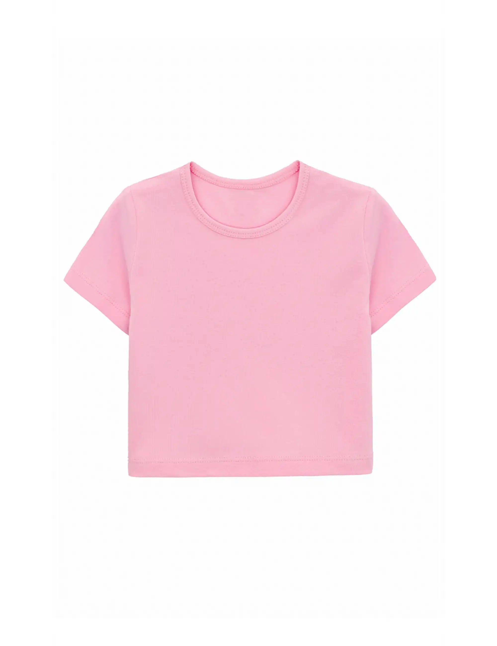 Girls Short Sleeve Crewneck Crop Top Tee