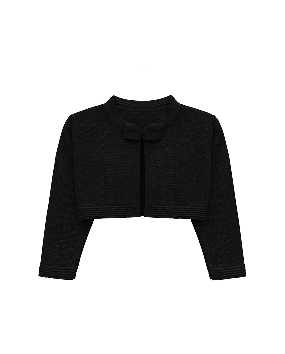 Little Girls' Knit Long Sleeve Bowknot Closure Bolero Cardigan