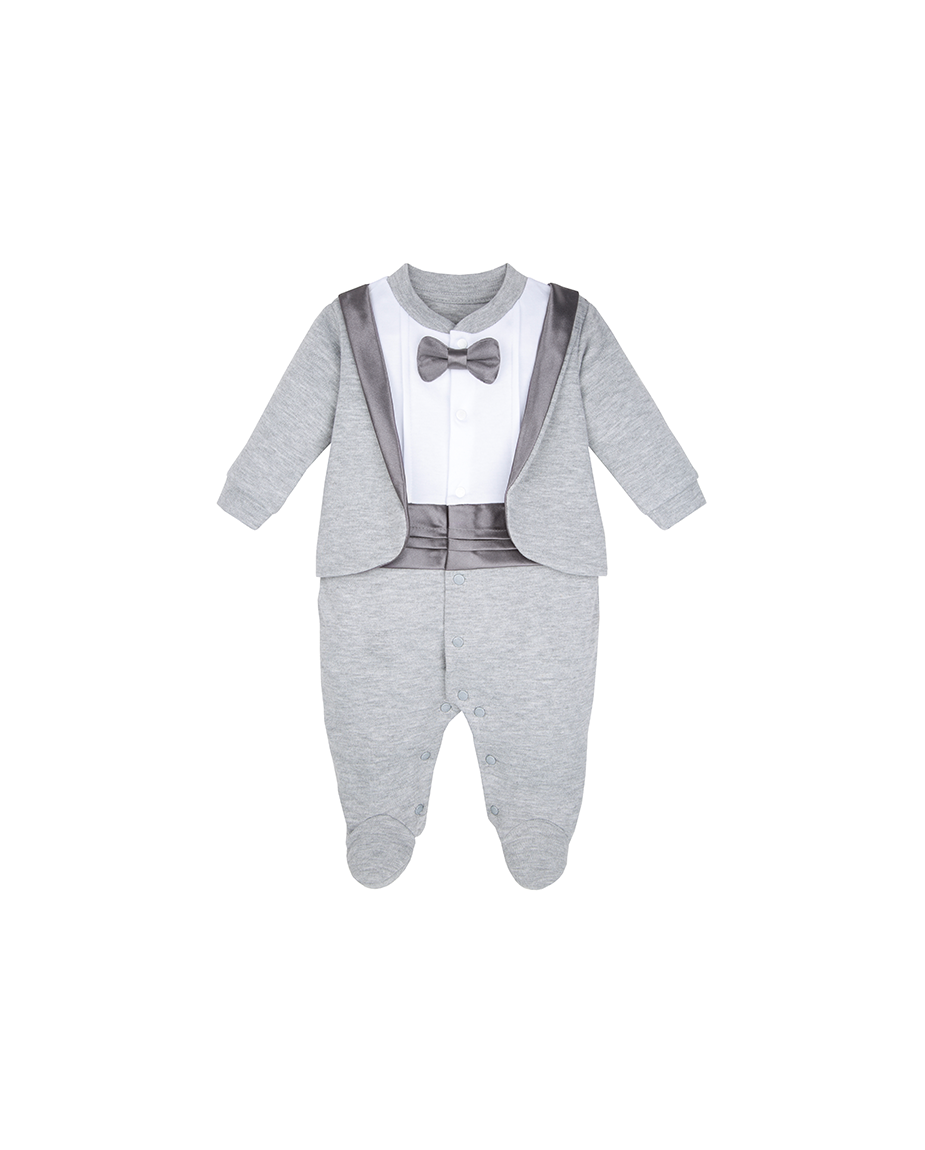 Baby Boy Footie Tuxedo Outfit with Bow Tie for Christmas Holidays - The Perfect Gentleman Look