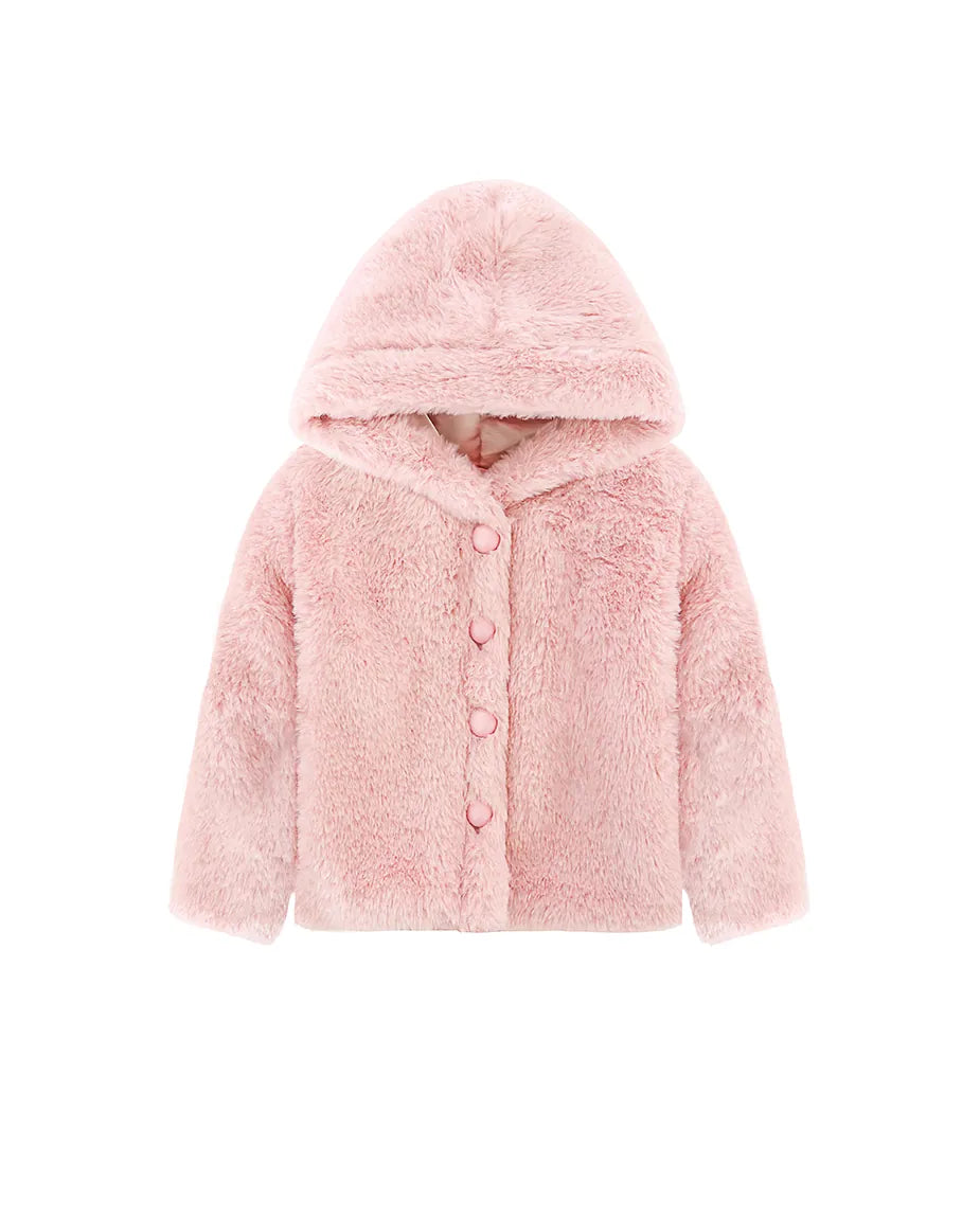 Cozy Girls' Hooded Jacket Faux Fur Winter Coat