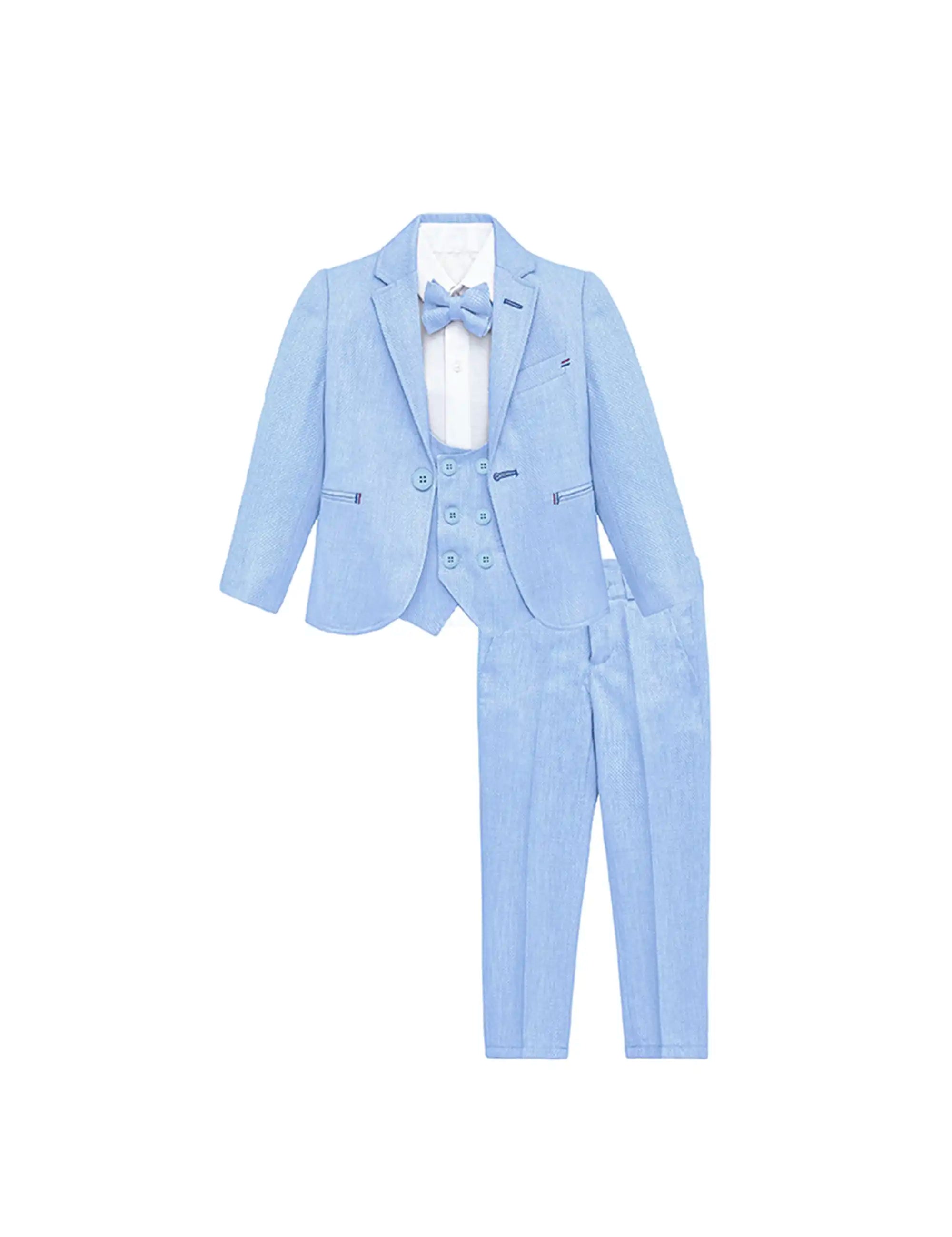 Little & Youth Boys Suit Set - Formal Jacket, Vest, Pants, Shirt, and Matching Bowtie - 5 Piece Ensemble