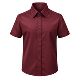 Lilax Boys Classic Short Sleeve Button Down Casual Solid Dress Shirt