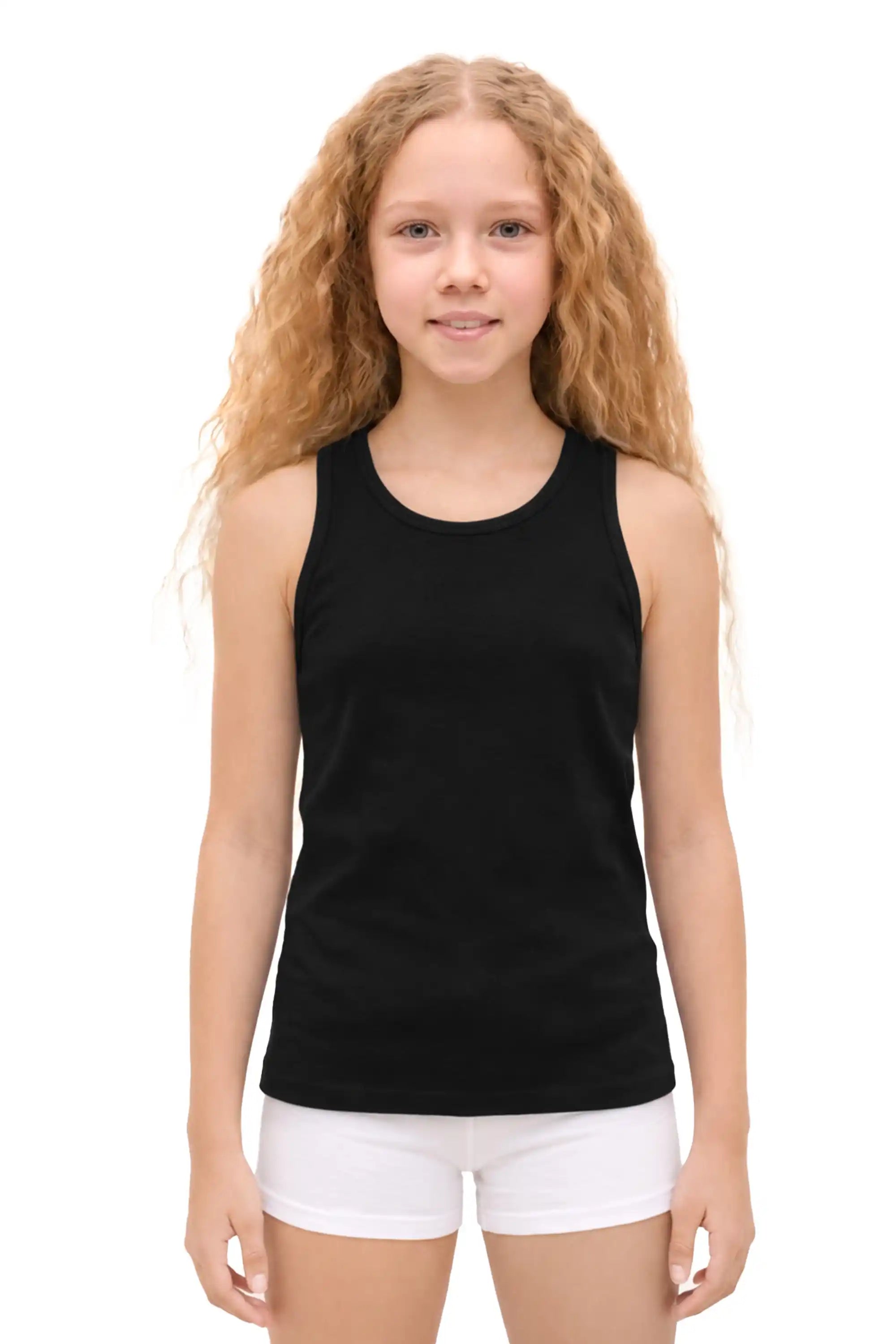 Girls' Soft Solid Cotton Blend Racerback Tank Top