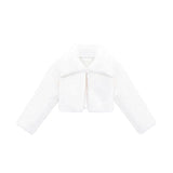Girls Faux Fur Bolero Oversized Collar Jacket