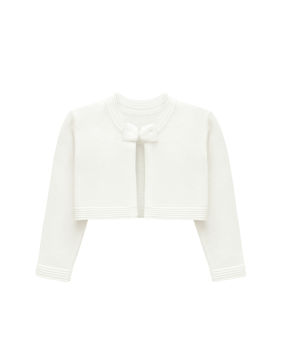Baby Girls' Knit Long Sleeve Sweater, Bowknot Closure Bolero Cardigan
