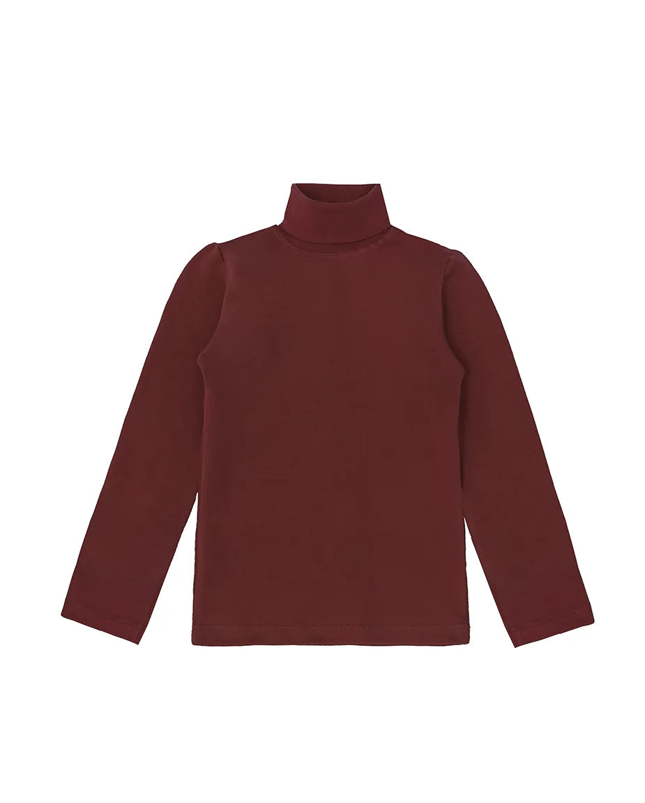 Little Girls Cotton Long Sleeve Basic Turtleneck T-Shirt