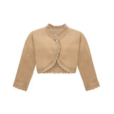 Little Girls' Knit Long Sleeve Button Closure Bolero Cardigan Shrug