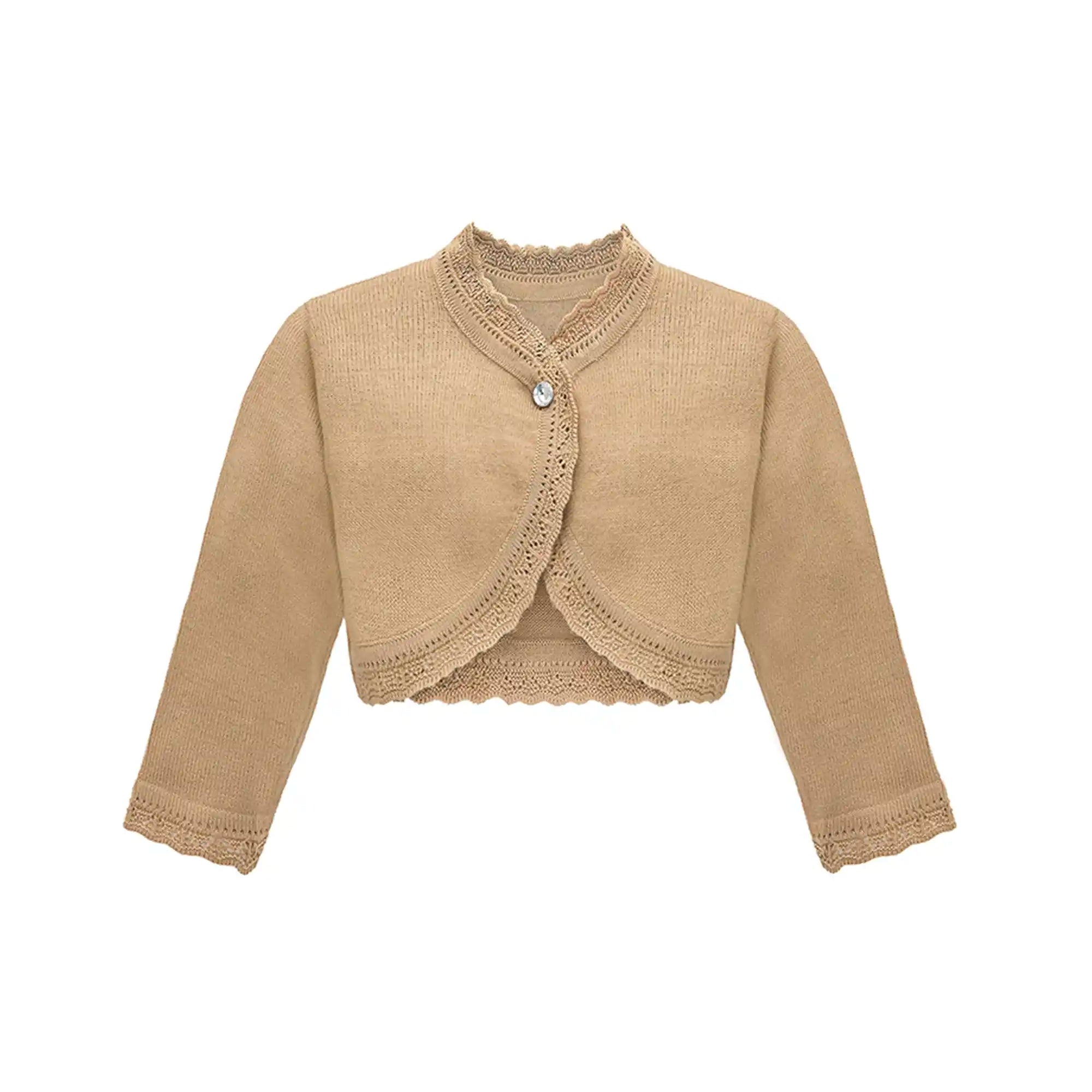 Little Girls' Knit Long Sleeve Button Closure Bolero Cardigan Shrug