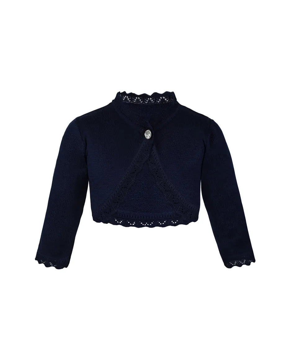 Girls Knit Lace Detailed Buttoned Bolero Cardigan