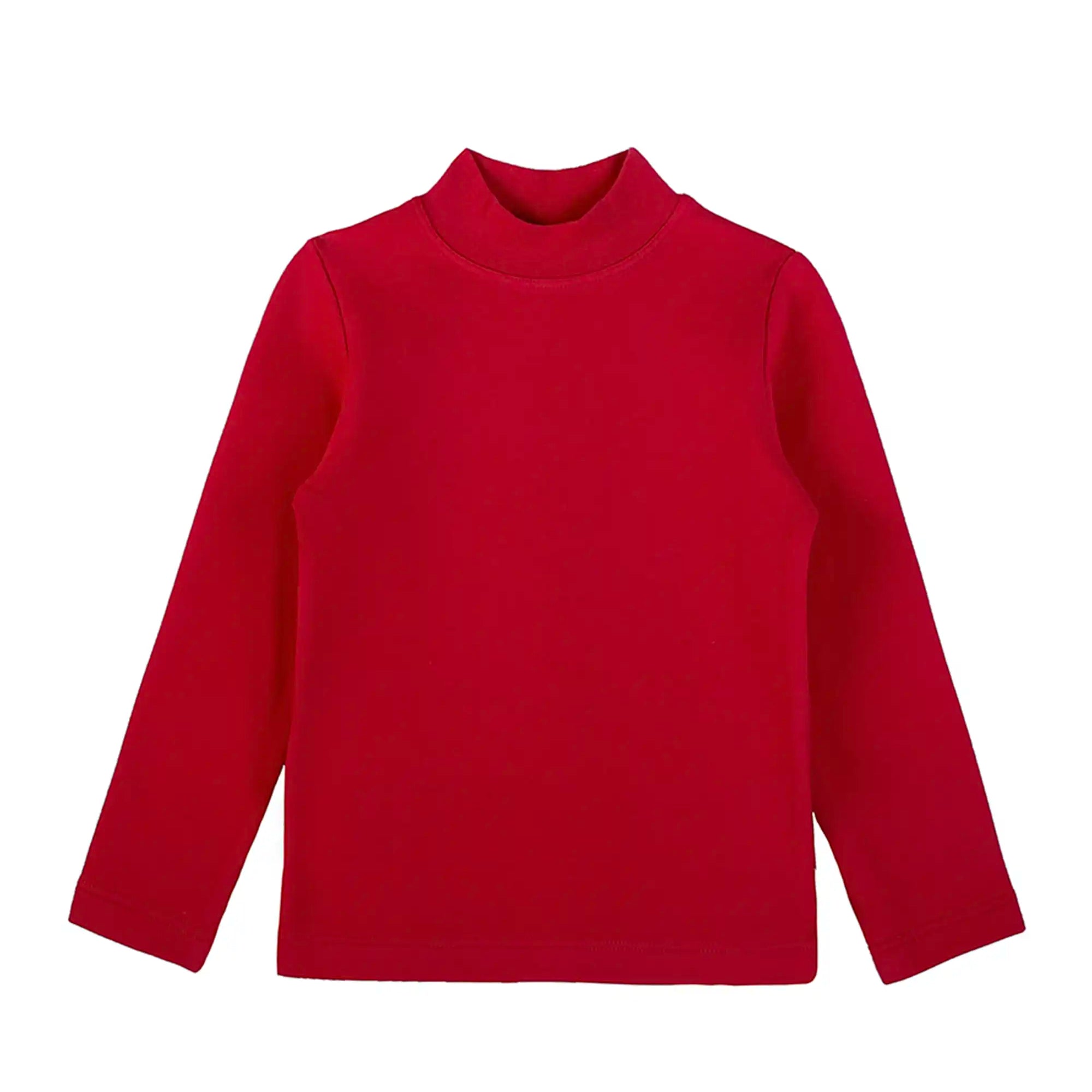 Girls' Basic Mock Turtleneck Long Sleeve Cotton Solid T-Shirt