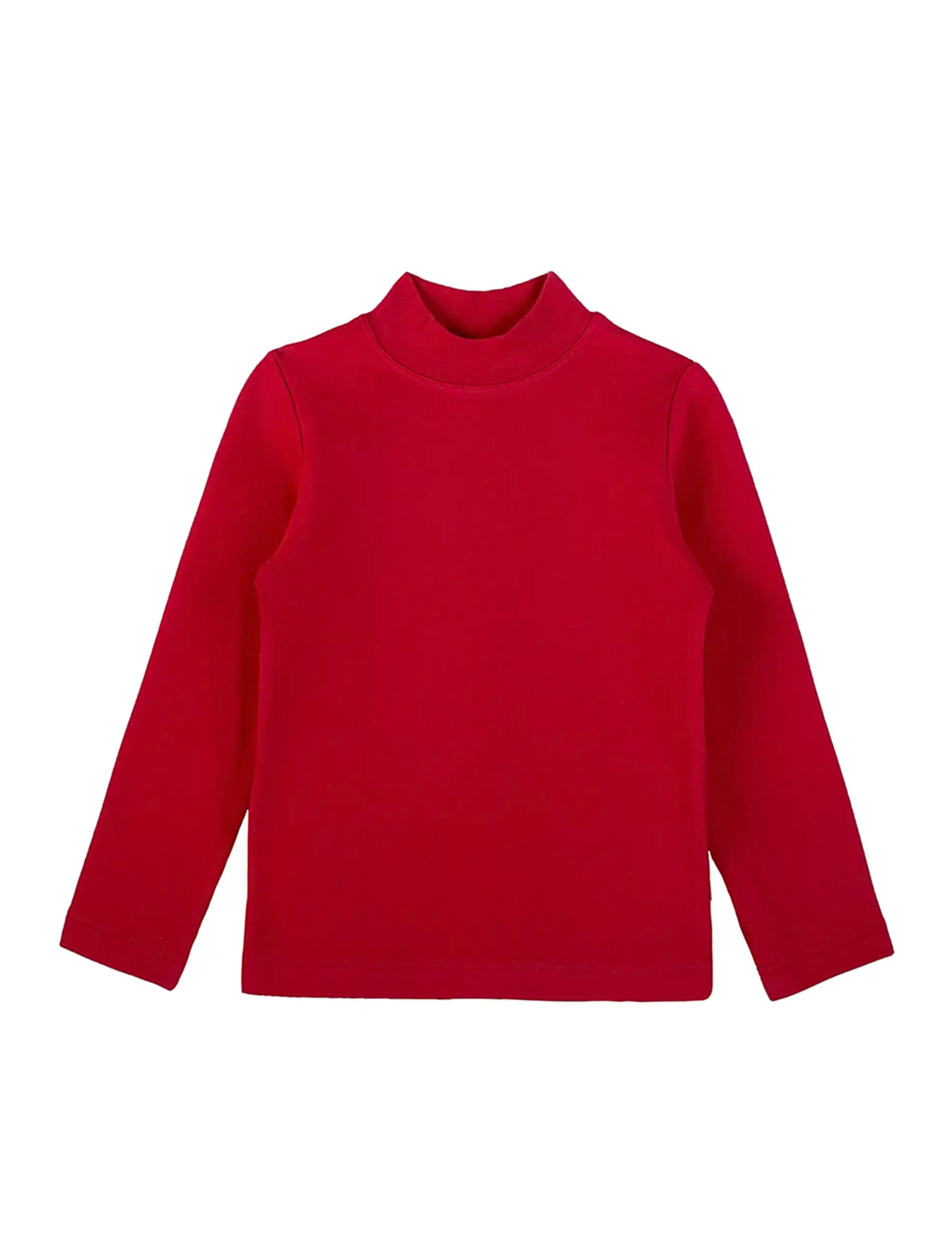 Girls' Basic Mock Turtleneck Long Sleeve Cotton Solid T-Shirt