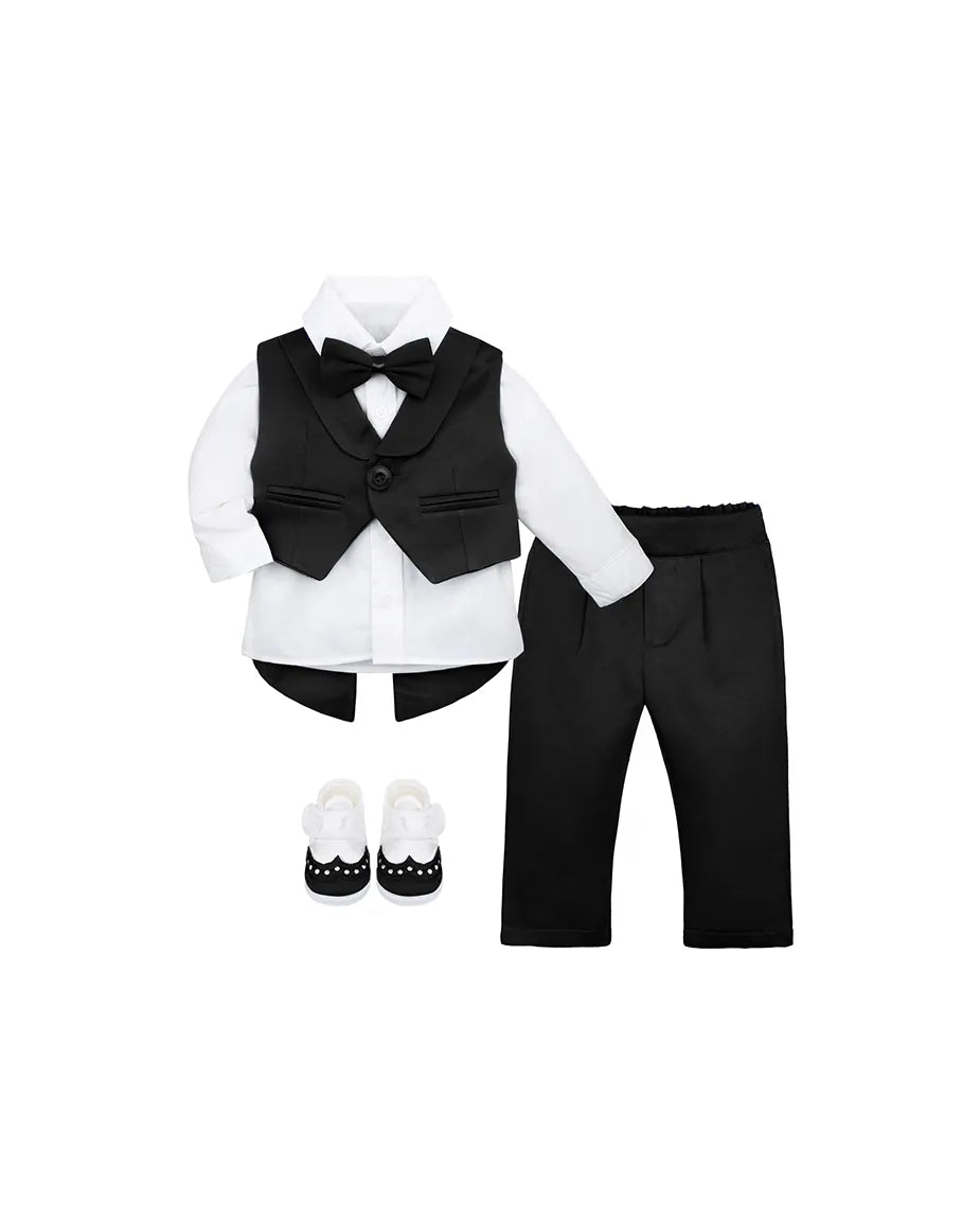 Newborn 4-Piece Tuxedo Suit Set