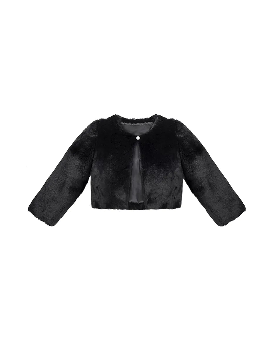 Girls Cozy Long Sleeve Crew Neck Dress Coat