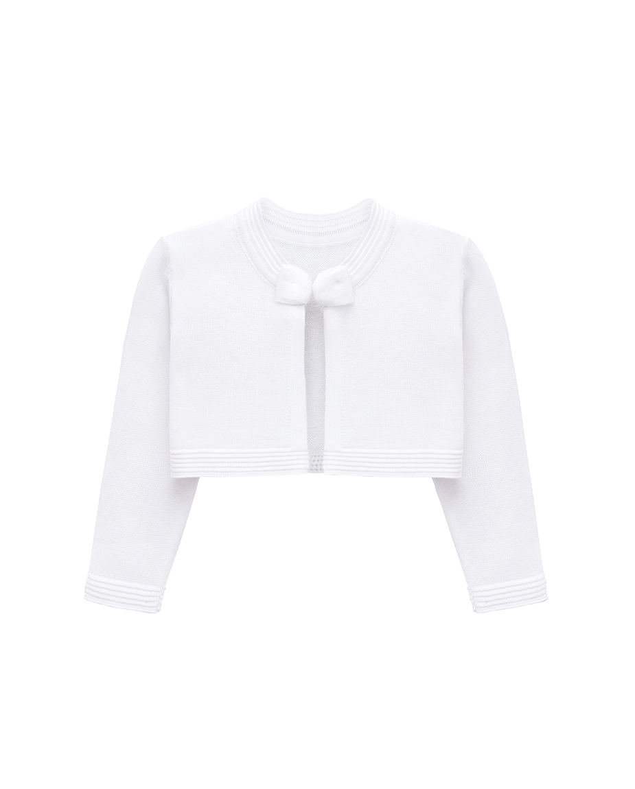 Baby Girls' Knit Long Sleeve Sweater, Bowknot Closure Bolero Cardigan