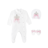 Newborn Baby 3-Piece Cotton Jeweled Layette Set