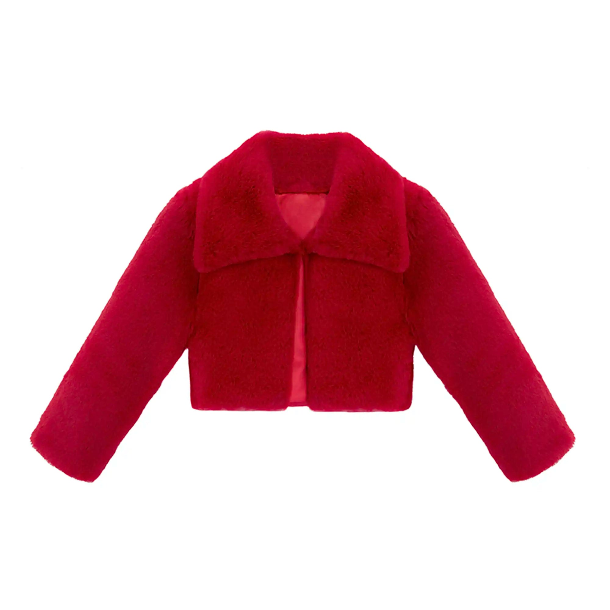 Girls Faux Fur Shrug Jacket Tied Ribbon Cozy Bolero