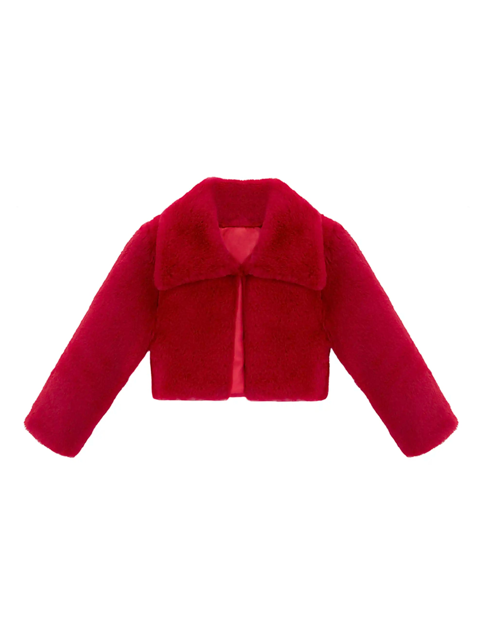 Girls Faux Fur Shrug Jacket Tied Ribbon Cozy Bolero
