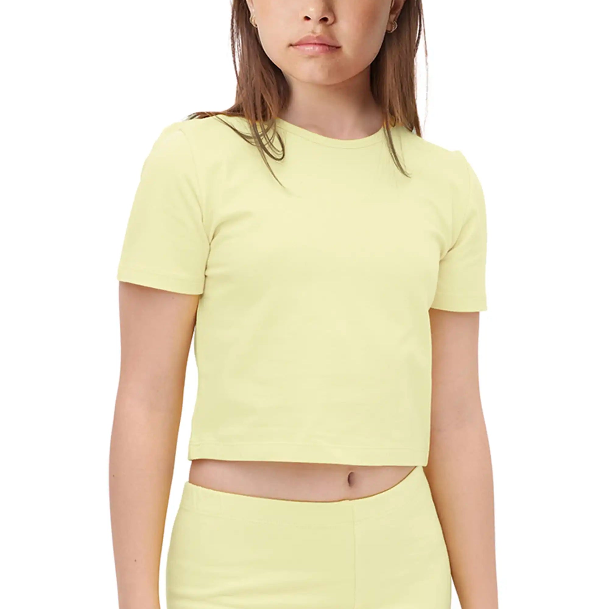 Girls Short Sleeve Crewneck Crop Top Tee