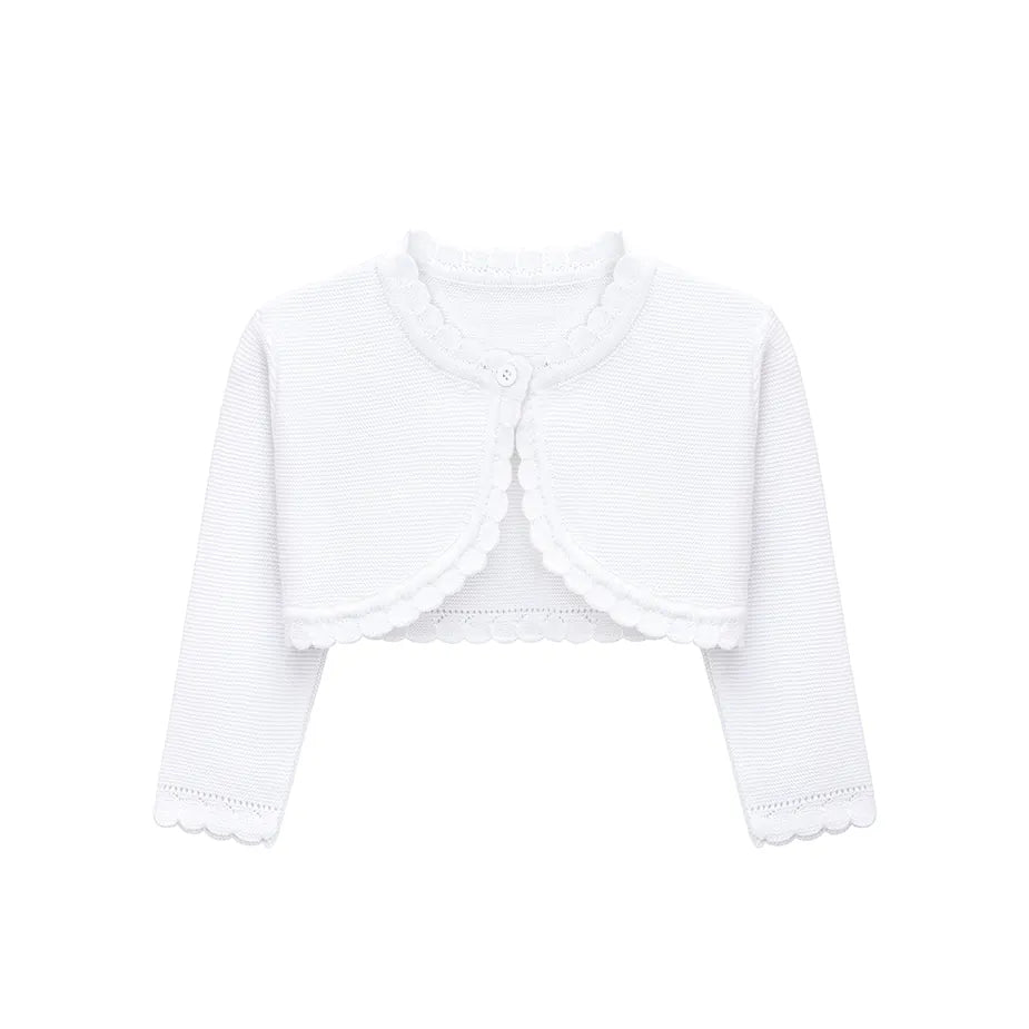 Baby Girls' Long Sleeve Knit Button Closure Bolero Shrug