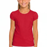 Girls' Basic Short Puff Sleeve Round Neck Cotton T-Shirt