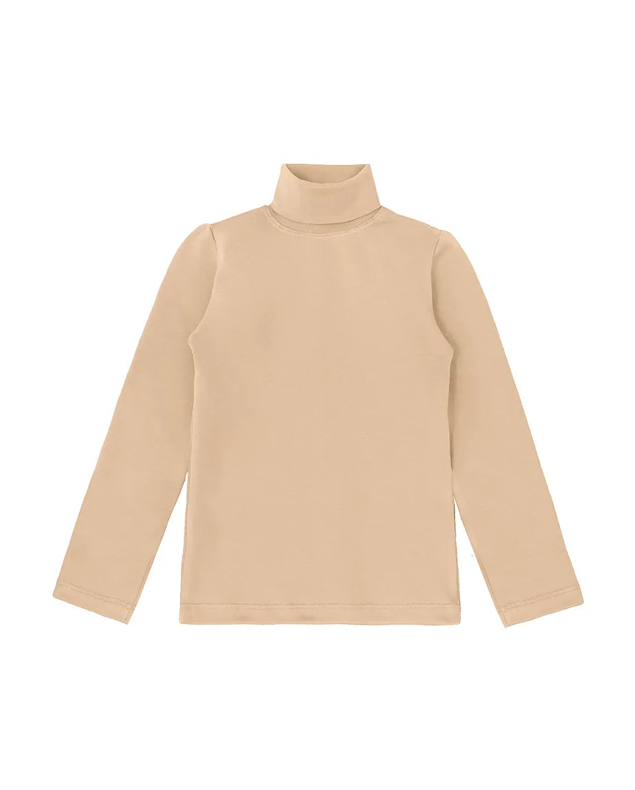 Big Girl Cotton Long Sleeve Solid Turtleneck T-Shirt