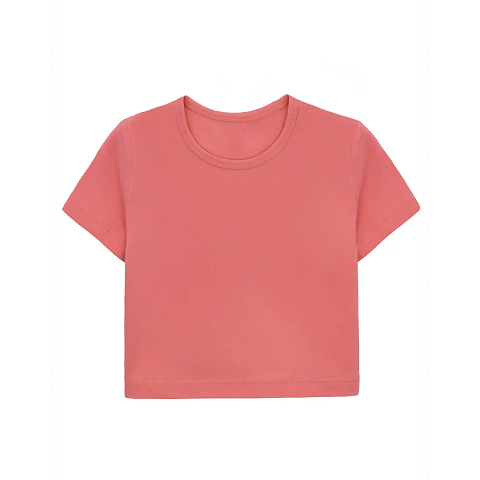 Girls Short Sleeve Crewneck Crop Top Tee