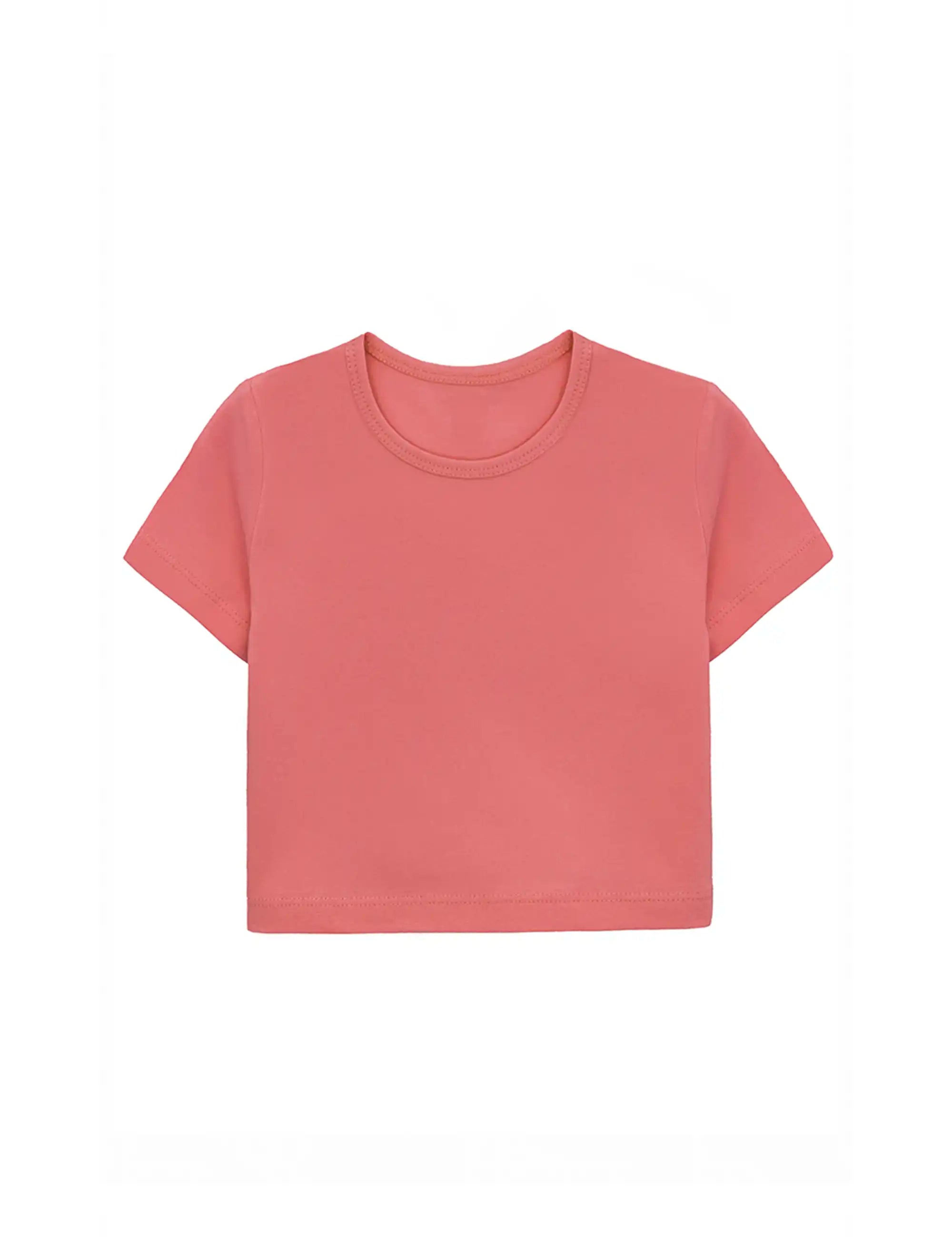 Girls Short Sleeve Crewneck Crop Top Tee